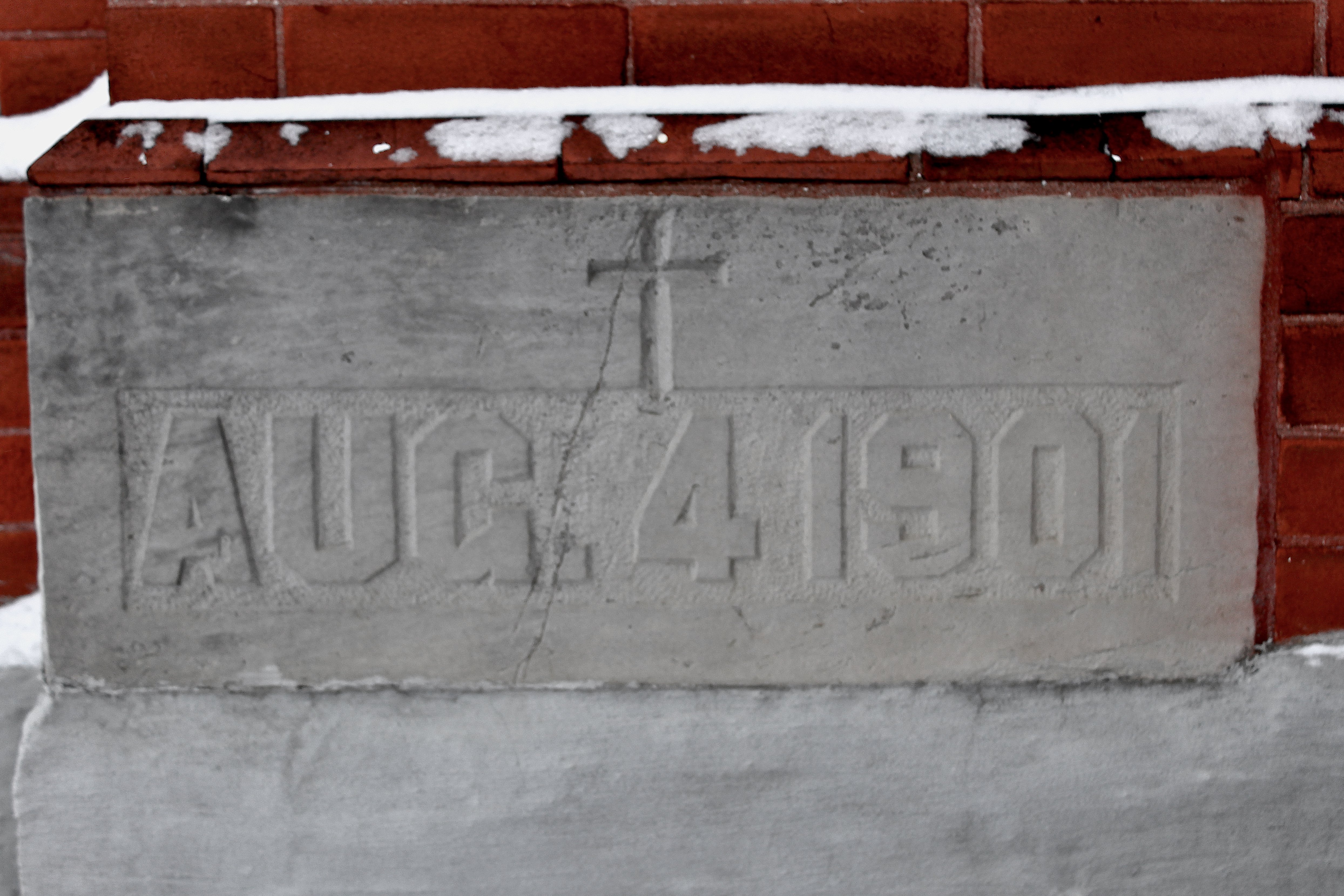 Corner stone of the church dating the building of the church as August 4, 1901