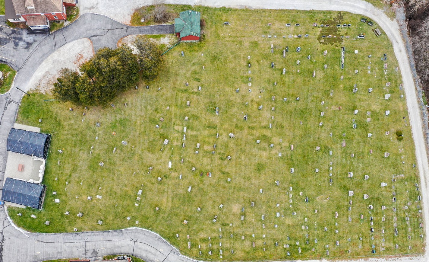 aerial view of cemetary